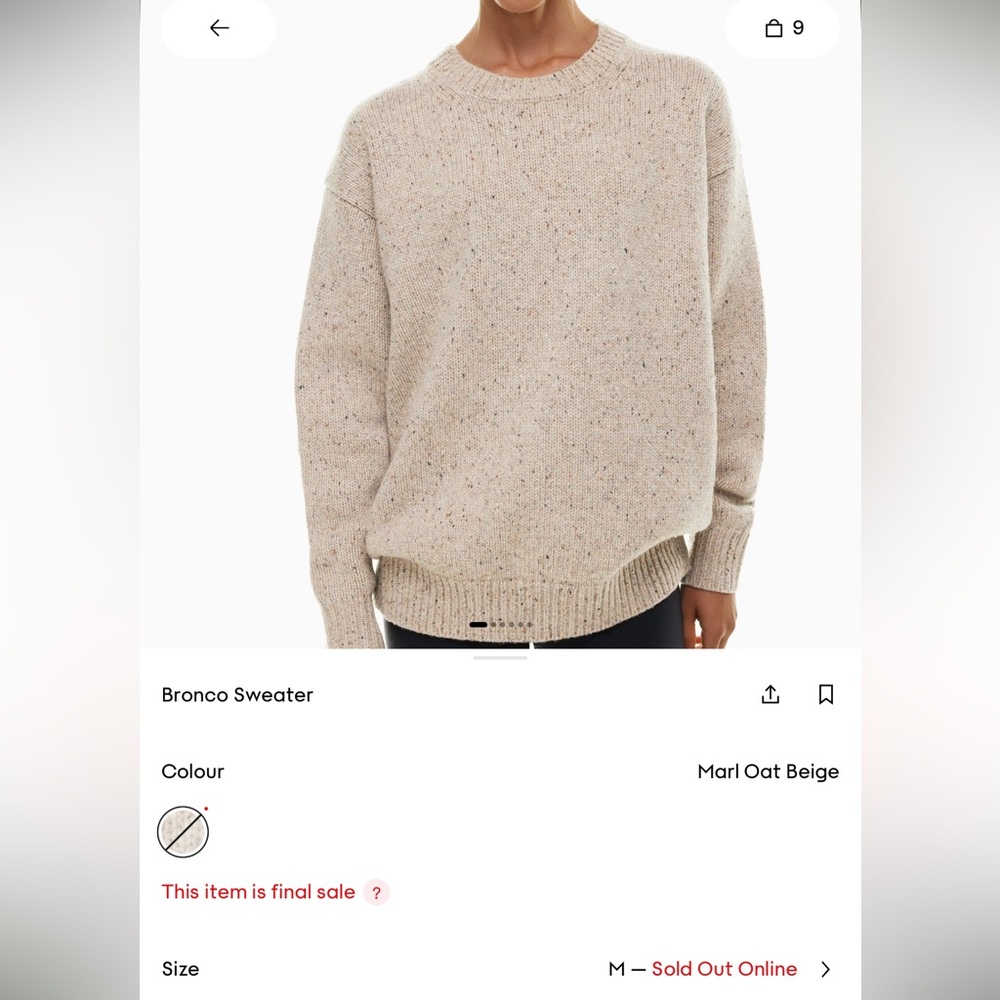 Aritzia Wilfred Free knit crewneck Bronco Sweater, Marl Oat Beige